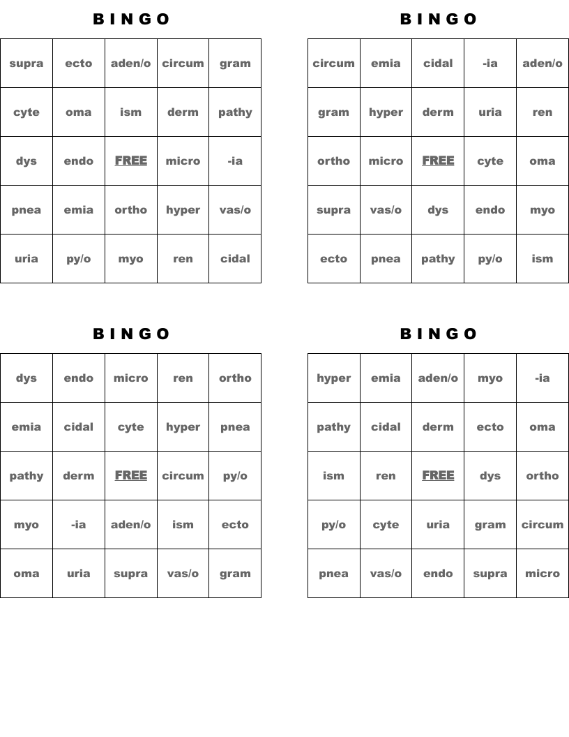 B    I    N    G    O Bingo Cards
