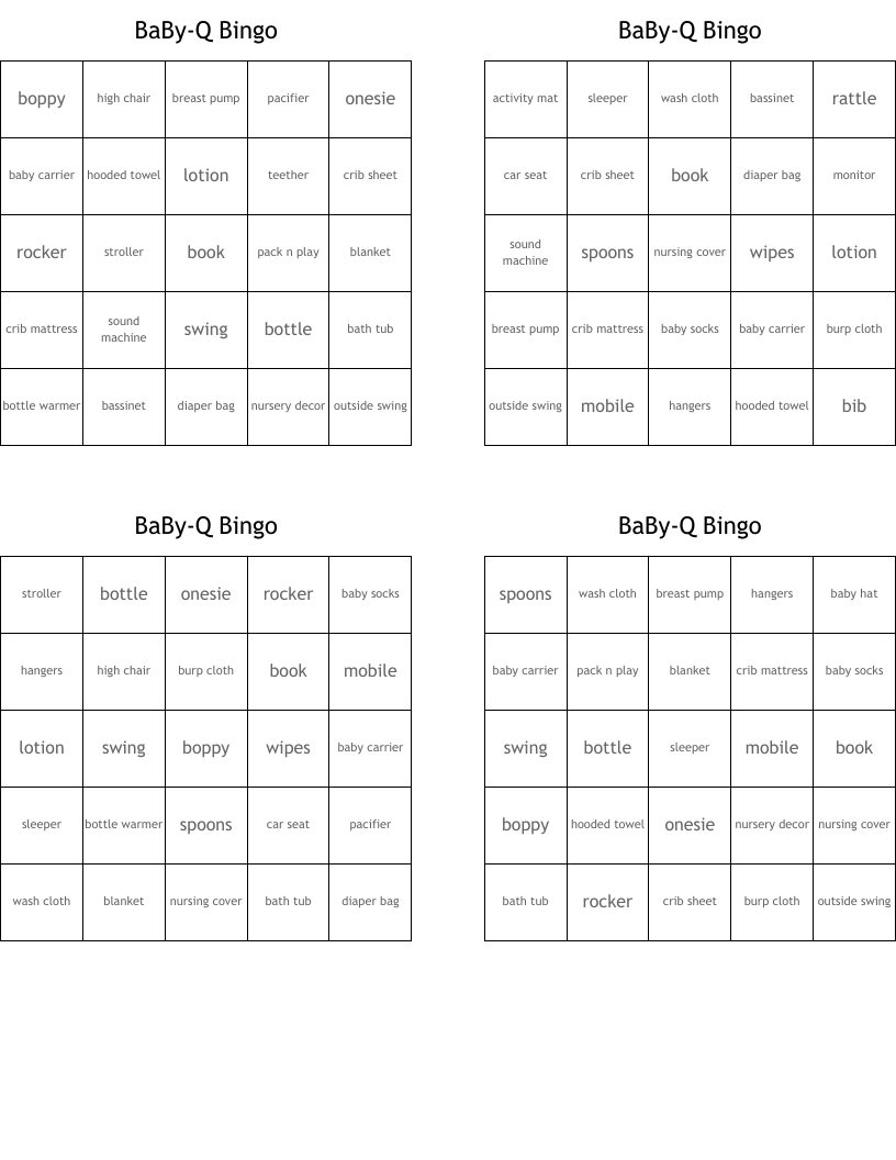 BaBy-Q Bingo