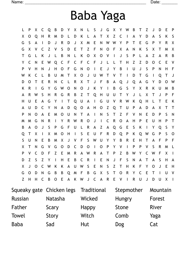 Baba Yaga Word Search