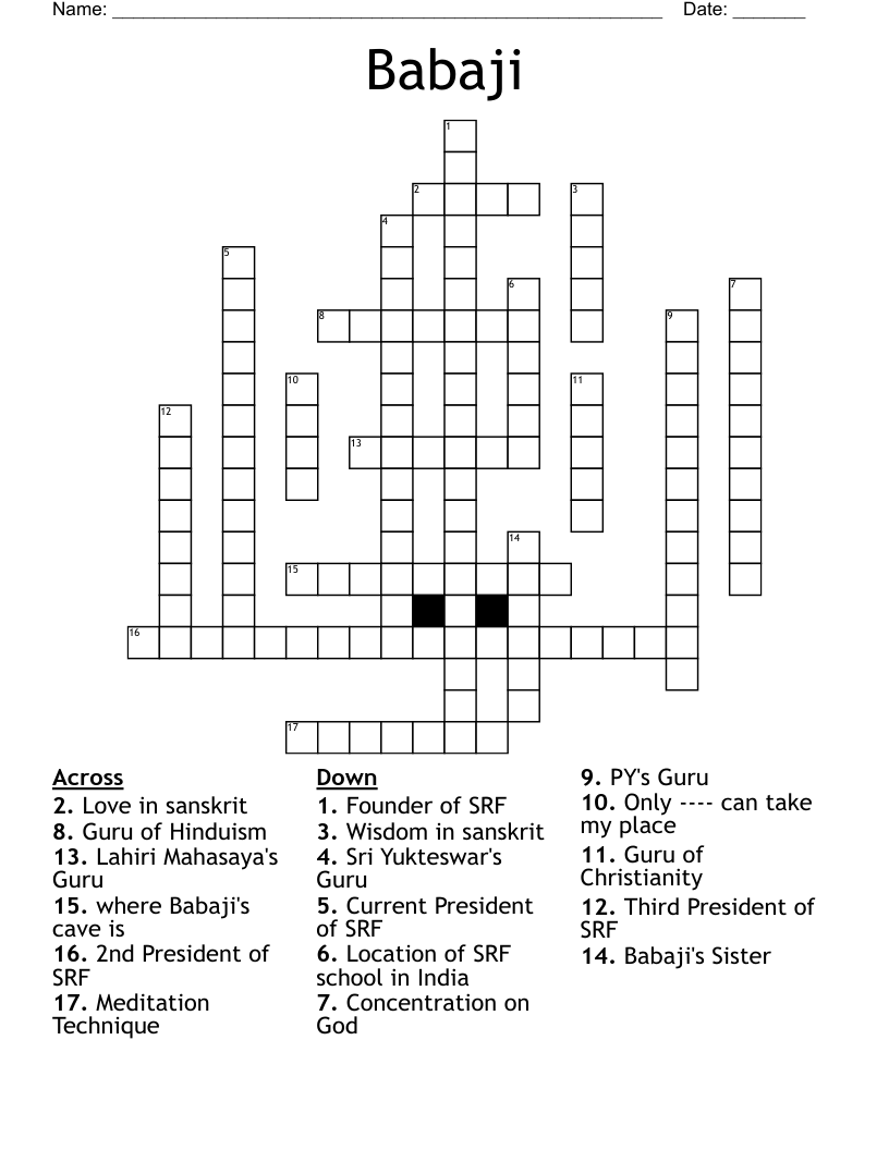 Babaji Crossword