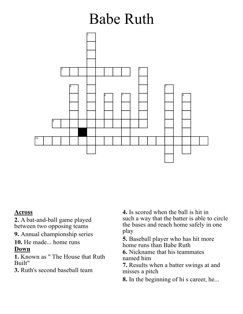 Babe Ruth Crossword