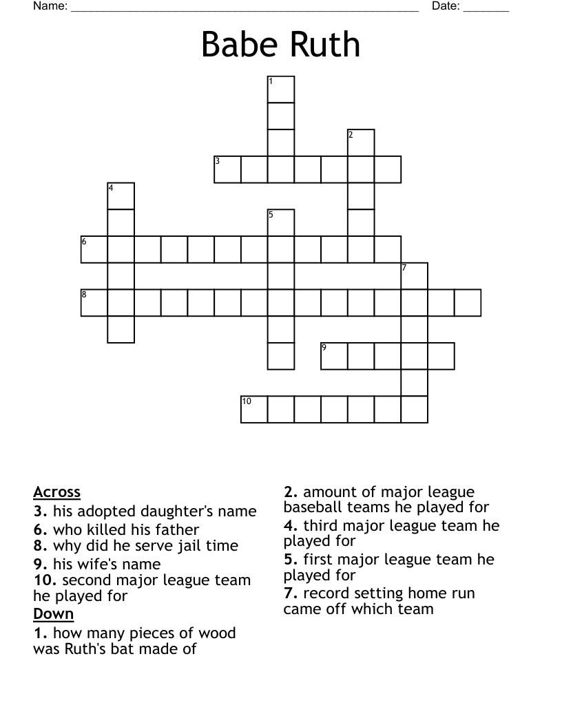 Babe Ruth Crossword