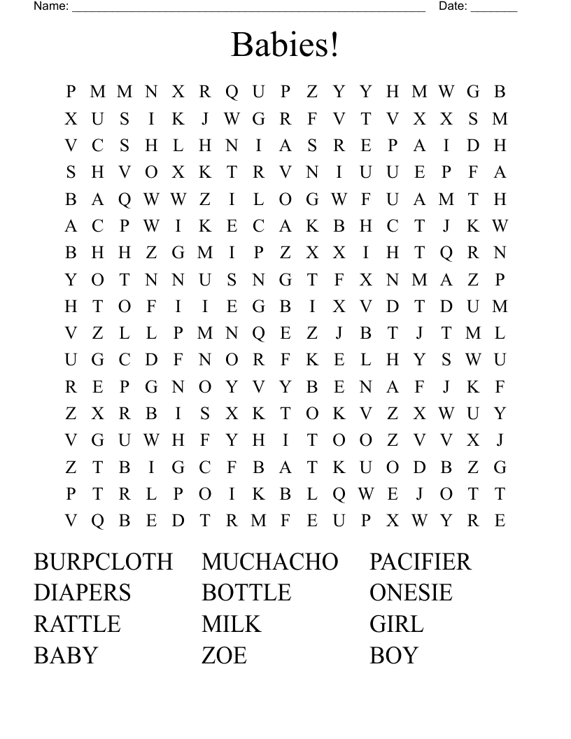 Babies! Word Search