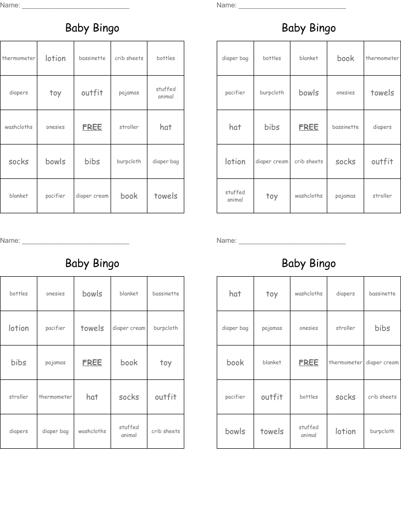 Baby Bingo