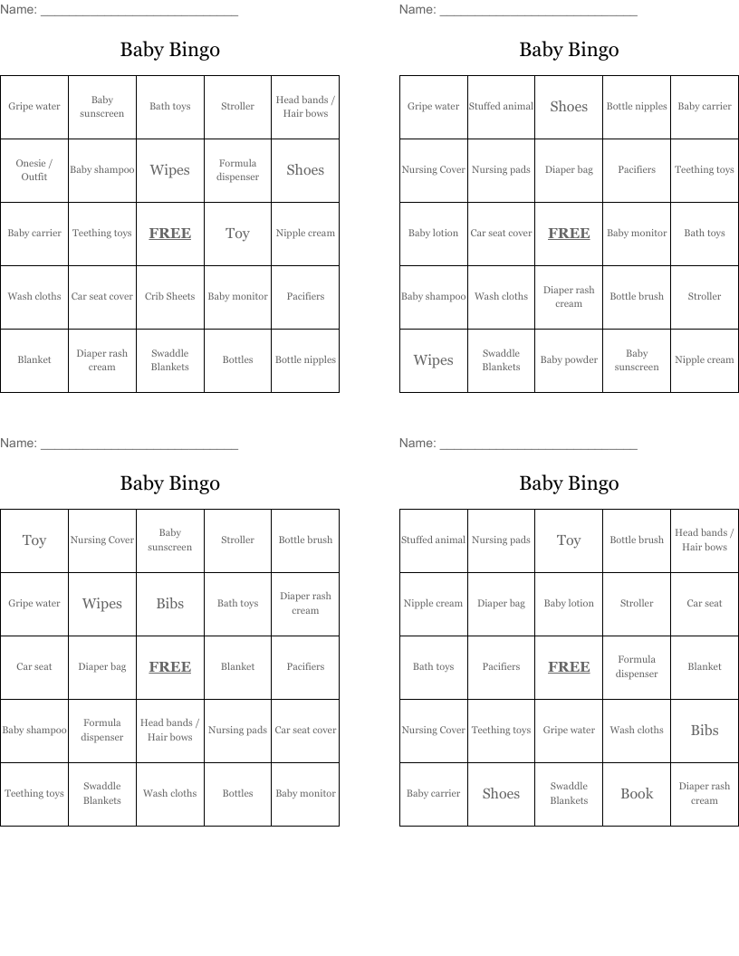 Baby Bingo