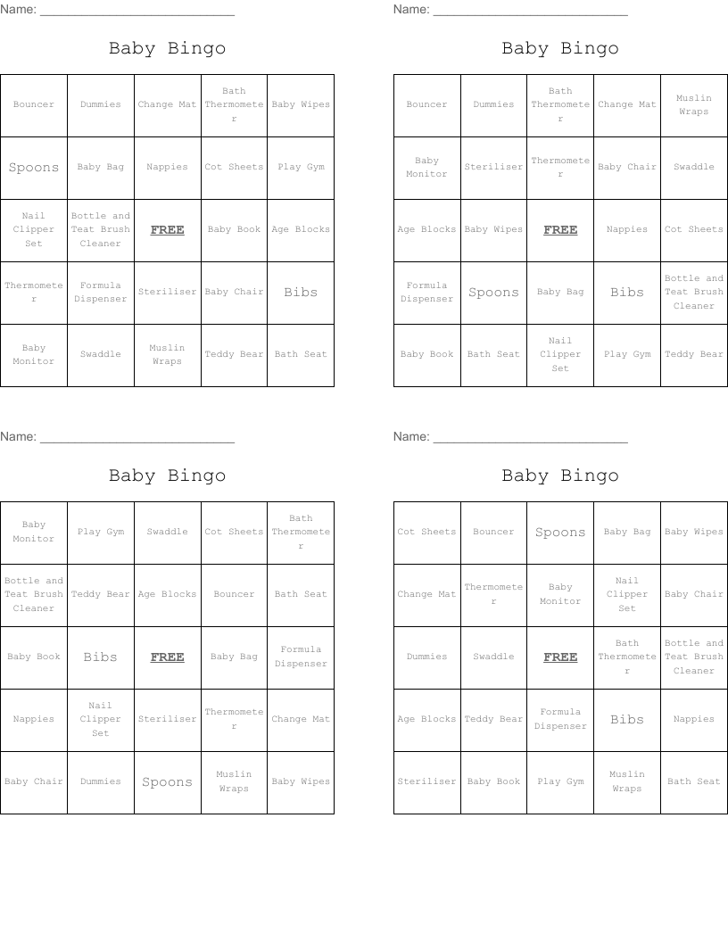 Baby Bingo 