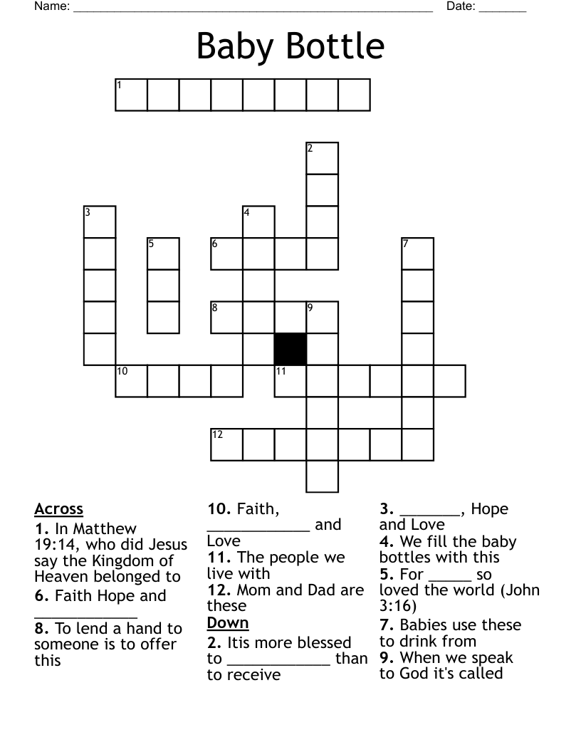 Baby Bottle  Crossword