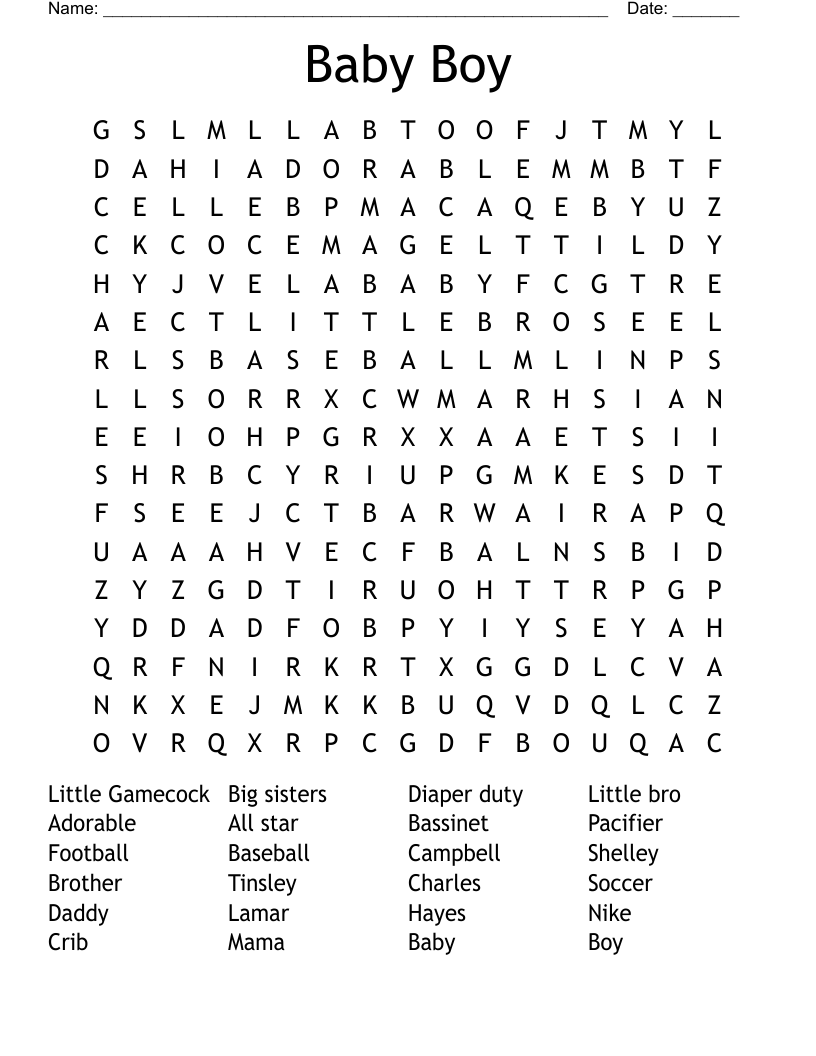 Baby Boy Word Search