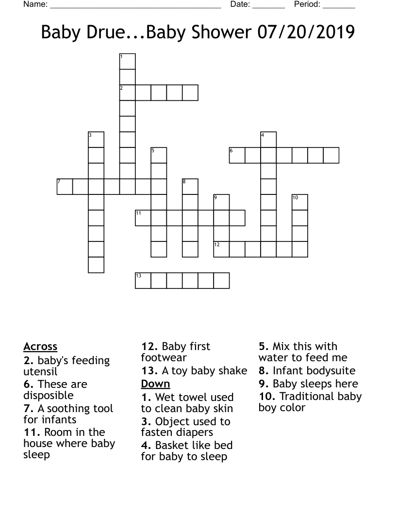 Baby Drue...Baby Shower 07/20/2019 Crossword