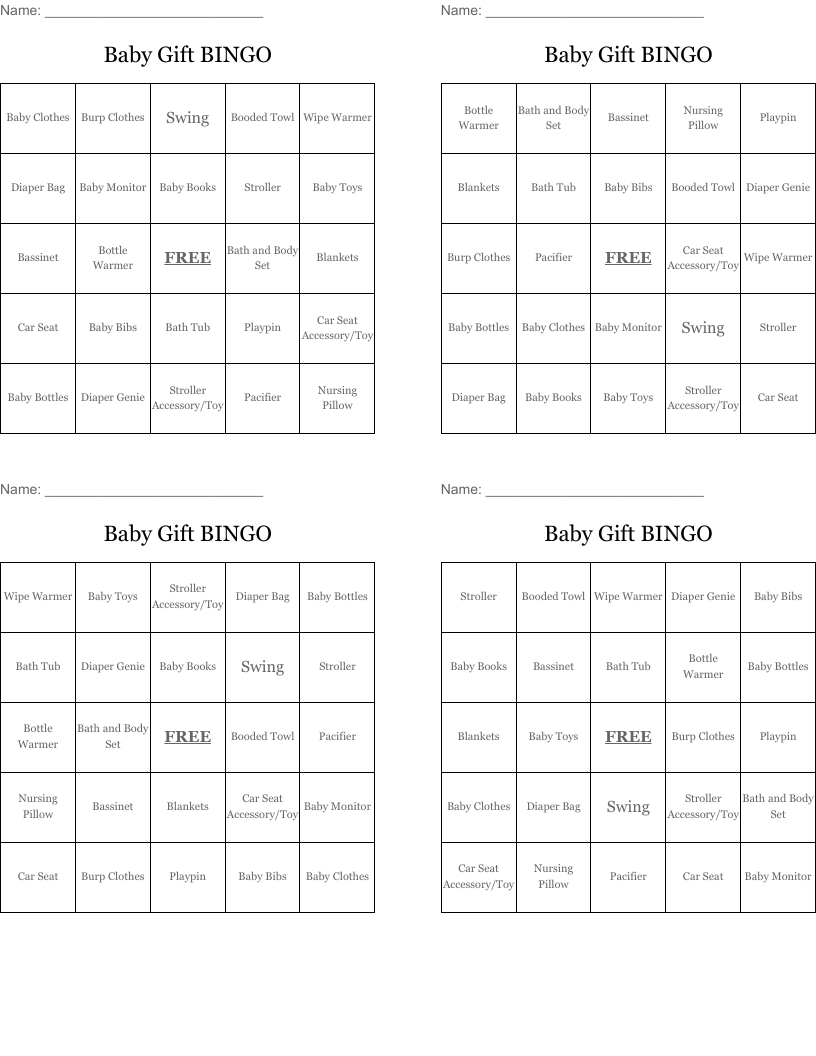 Baby Gift BINGO