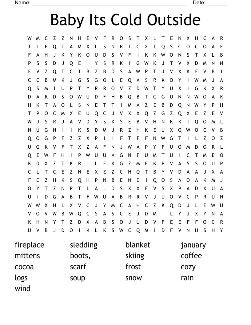 Baby Its Cold Outside Word Search