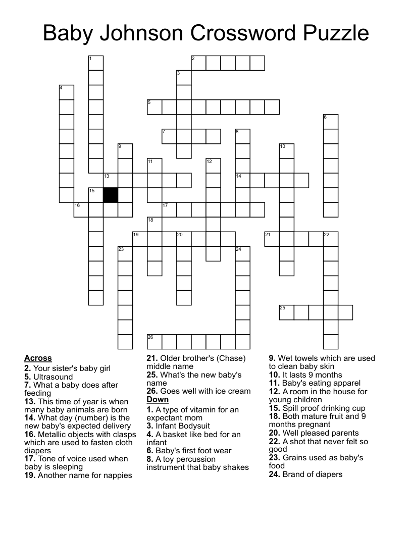 Baby Johnson Crossword Puzzle