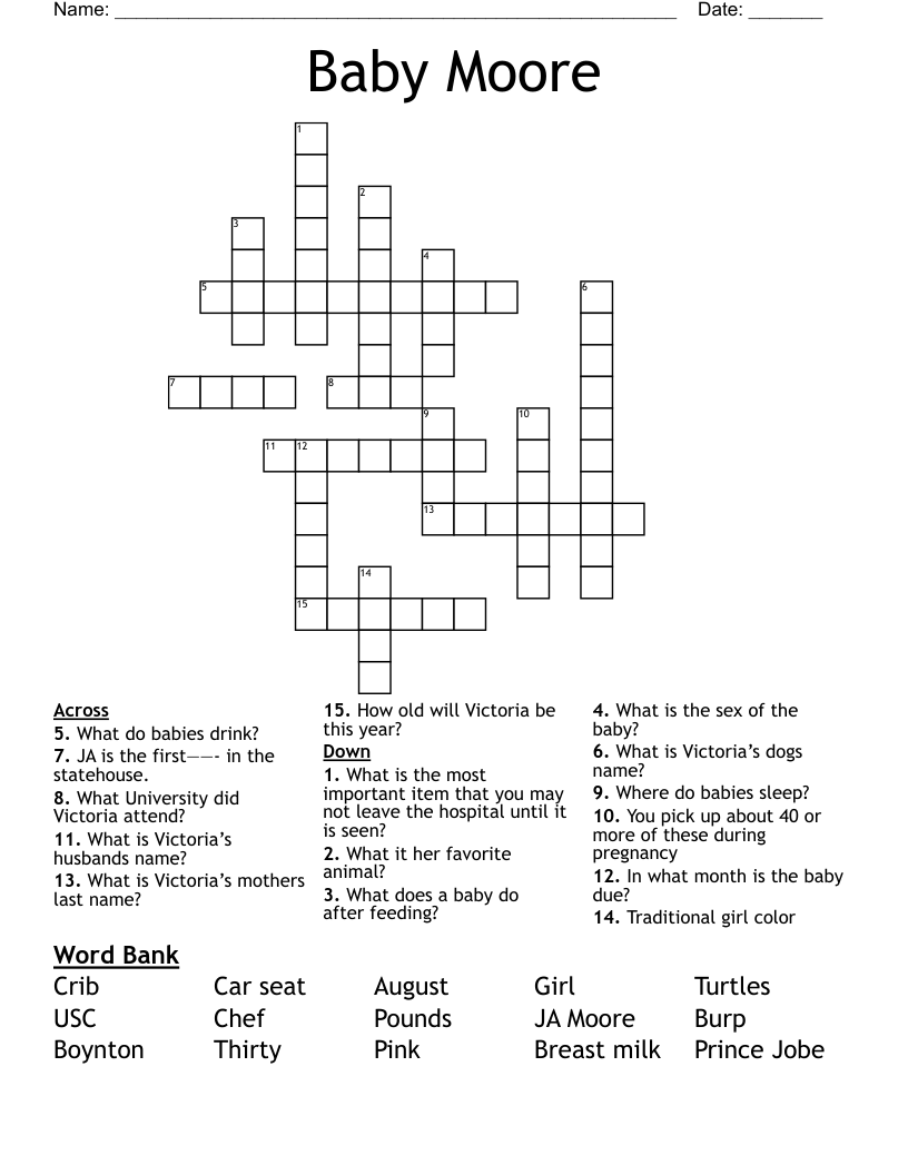Baby Moore Crossword