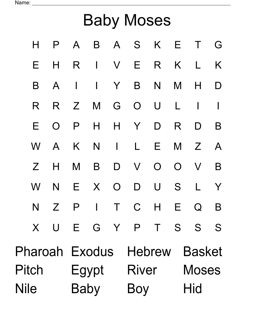 Baby Moses Word Search