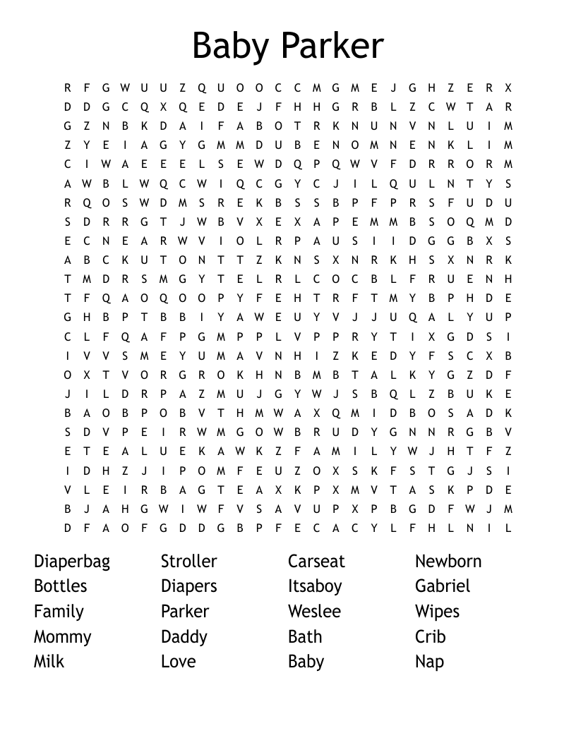 Baby Parker Word Search