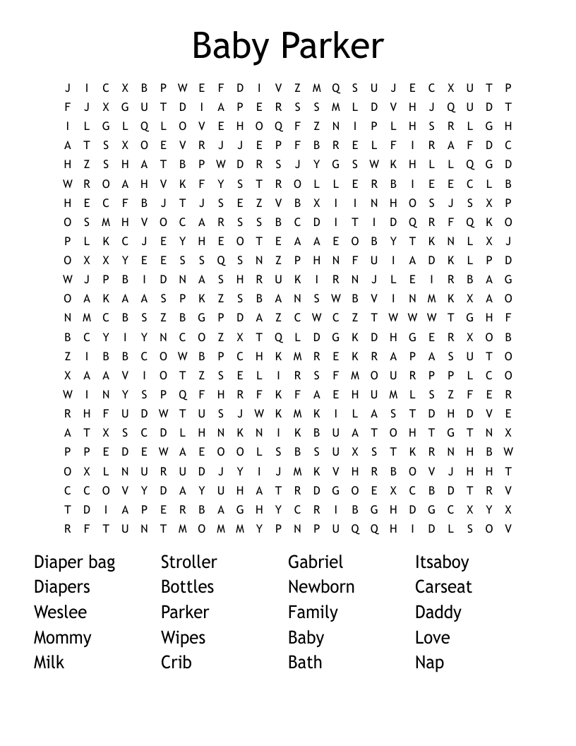 Baby Parker Word Search