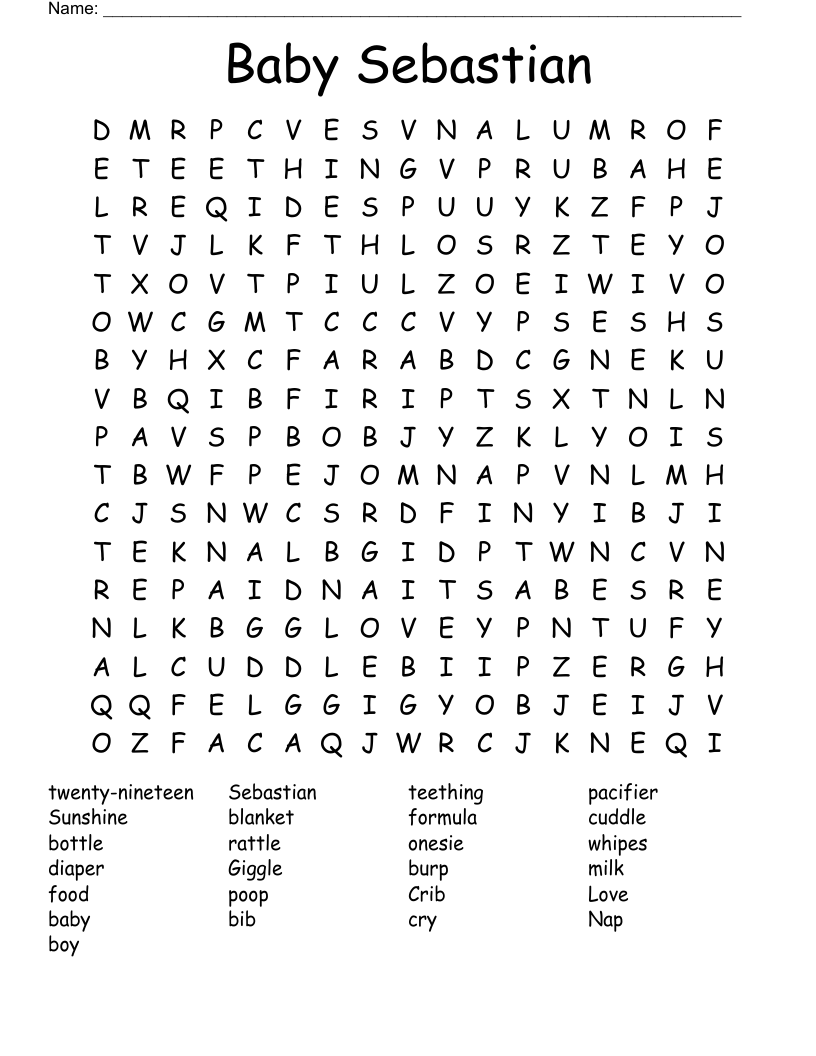 Baby Sebastian  Word Search