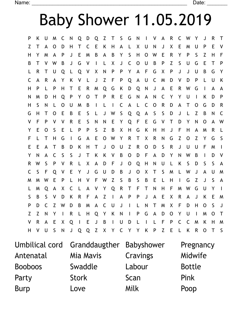 Baby Shower 11.05.2019 Word Search