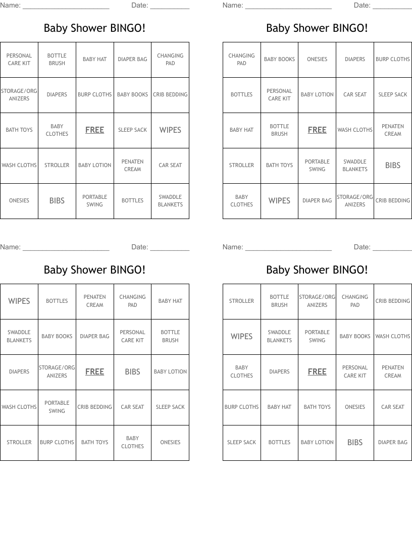 Baby Shower BINGO!