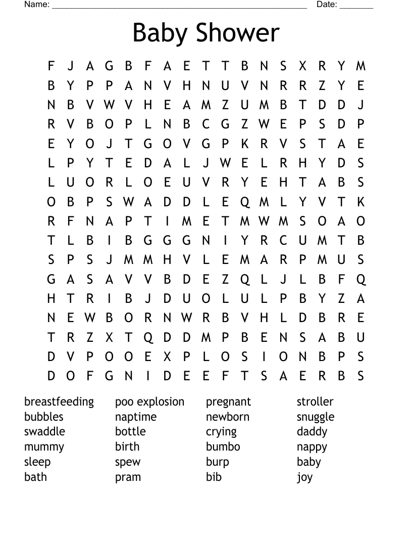 Baby Shower  Word Search