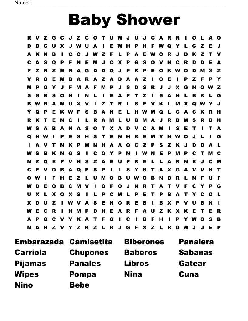 Baby Shower  Word Search