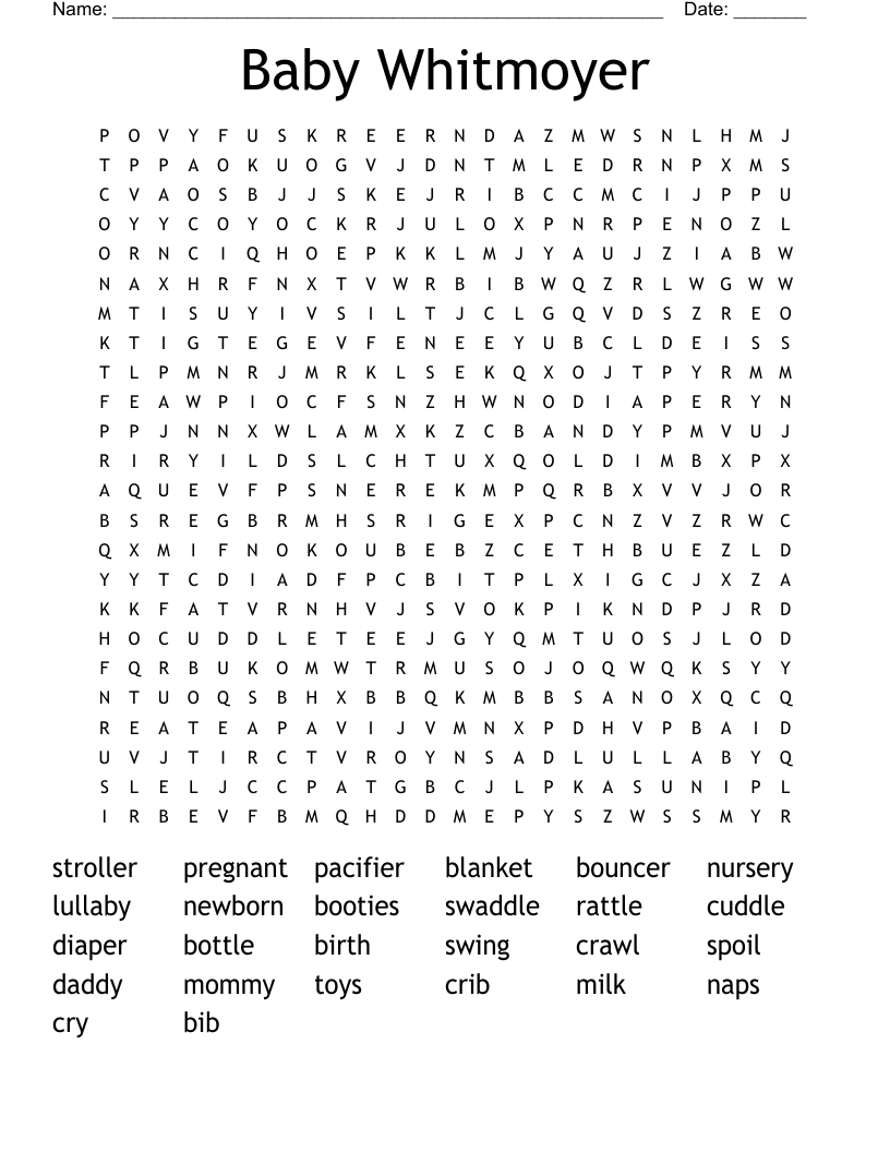 Baby Whitmoyer  Word Search