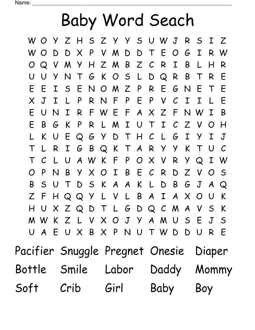 Baby Word Seach  Word Search