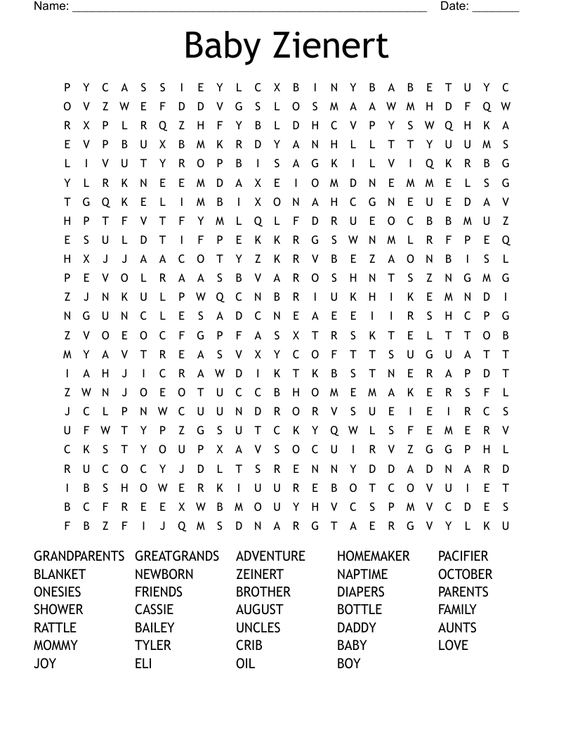 Baby Zienert Word Search