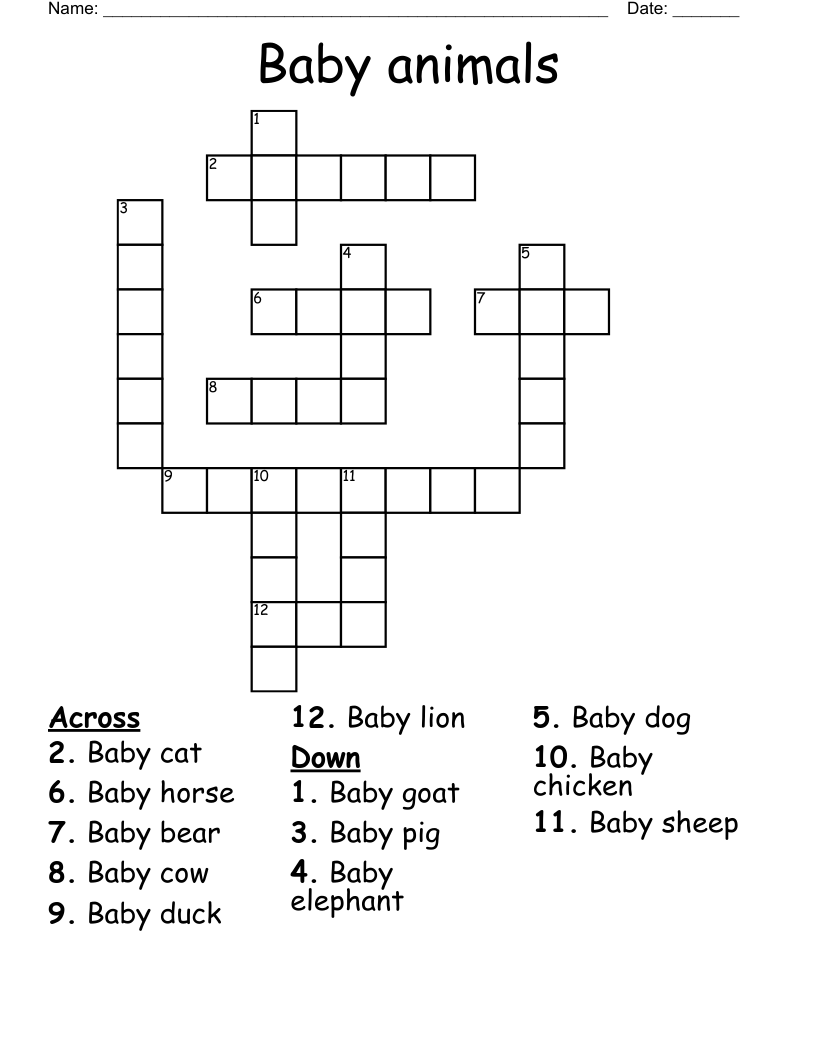 Baby animals Crossword