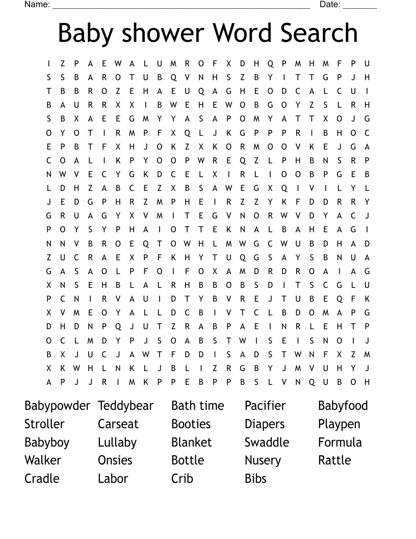 Baby shower Word Search