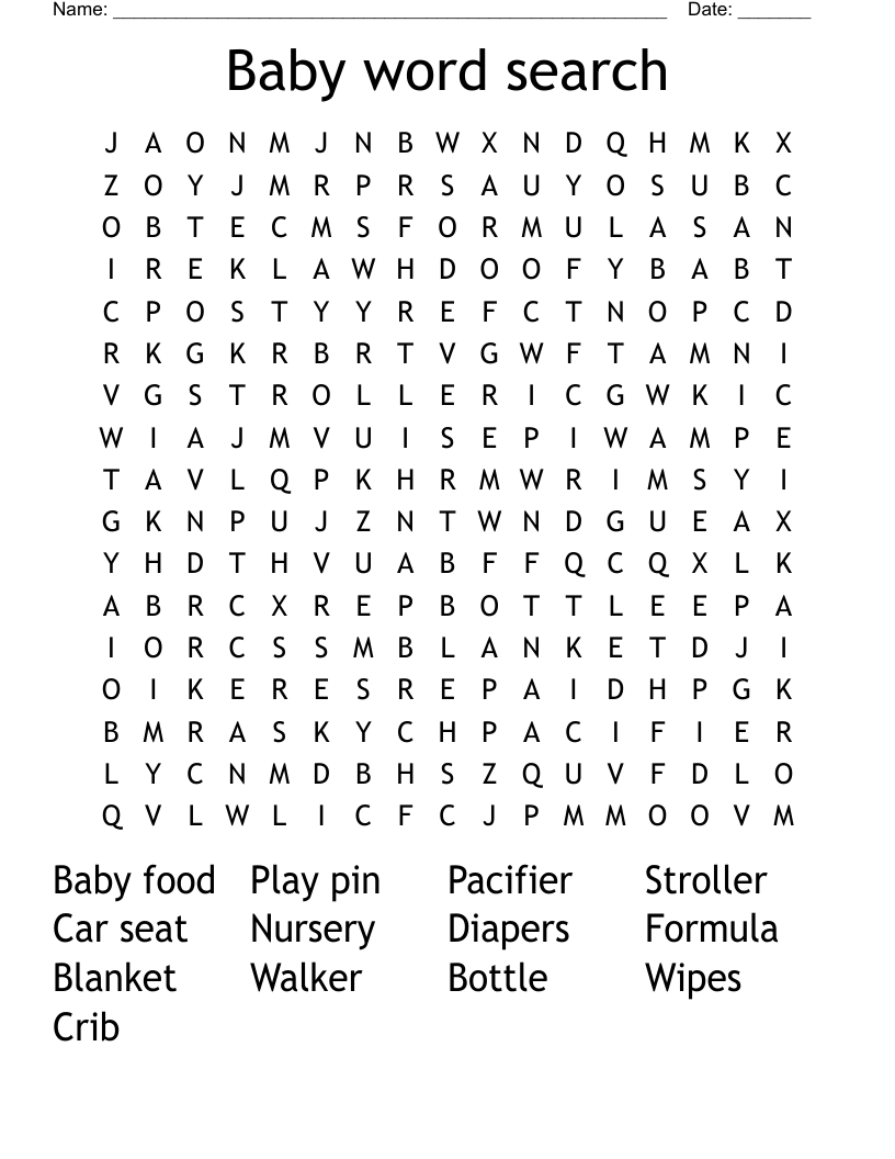 Baby word search 