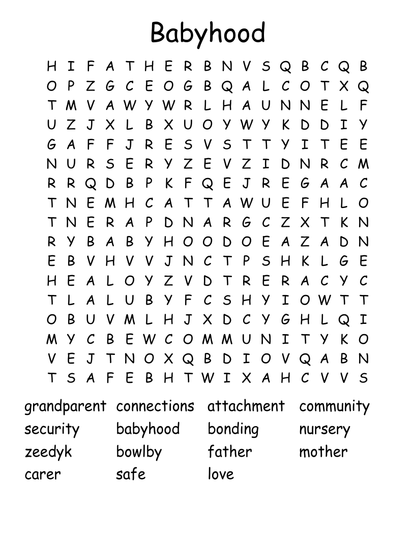 Babyhood Word Search