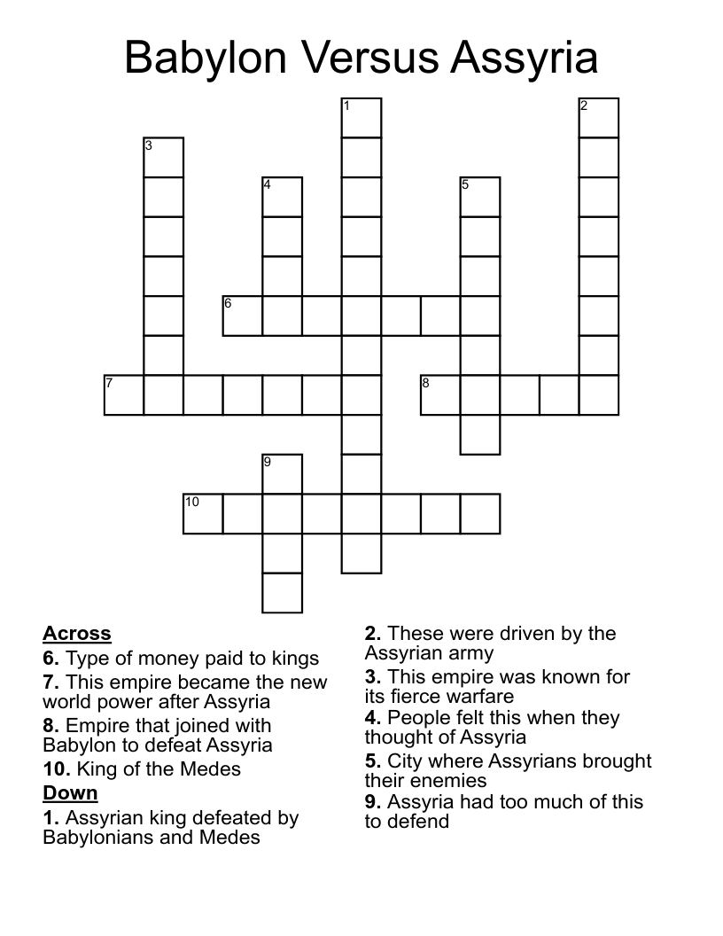 Babylon Versus Assyria Crossword