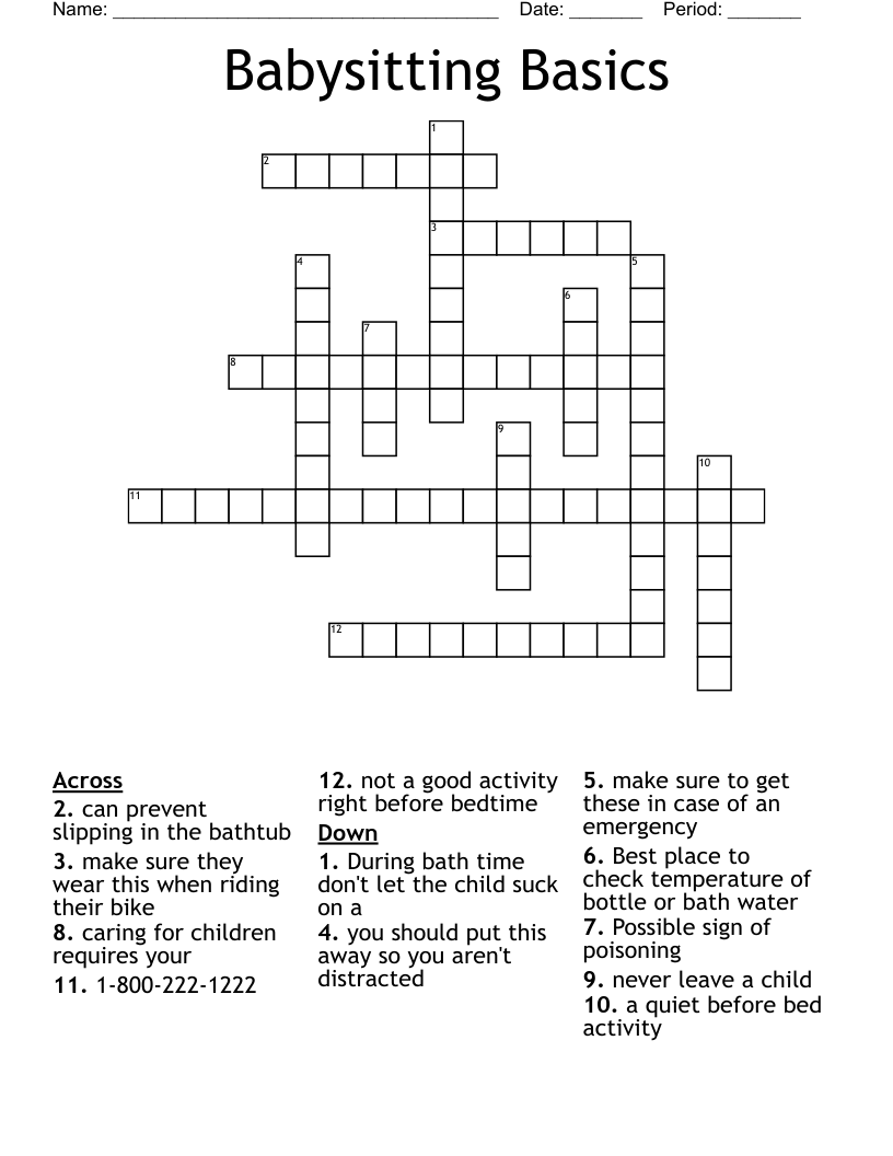 Babysitting Basics Crossword
