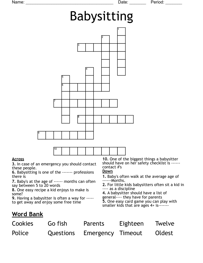 Babysitting  Crossword