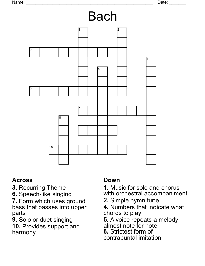 Bach Crossword