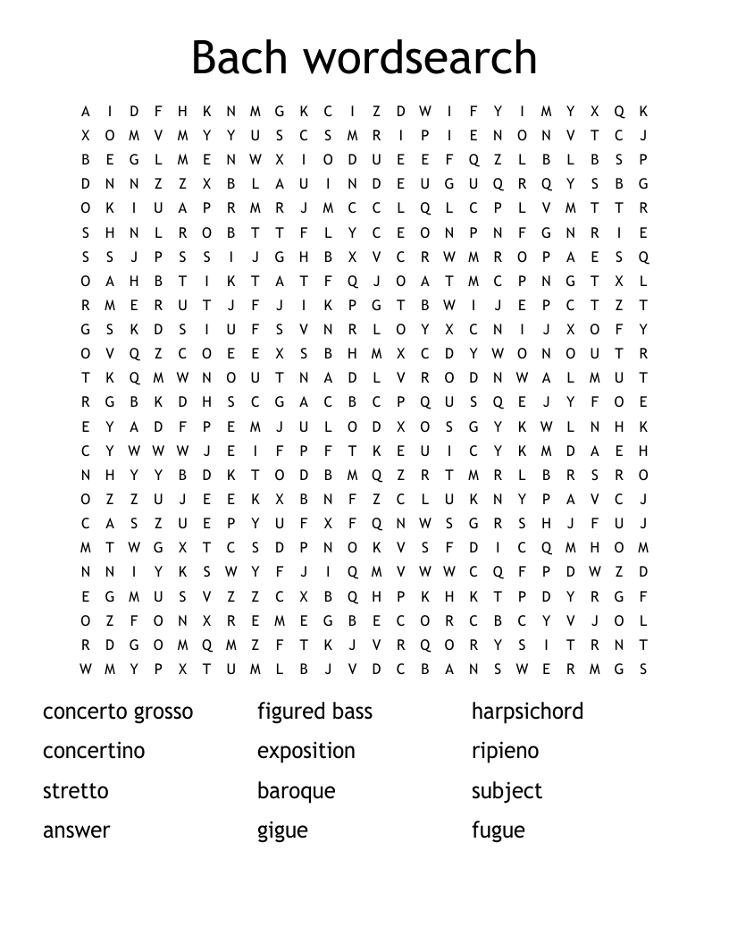 Bach wordsearch