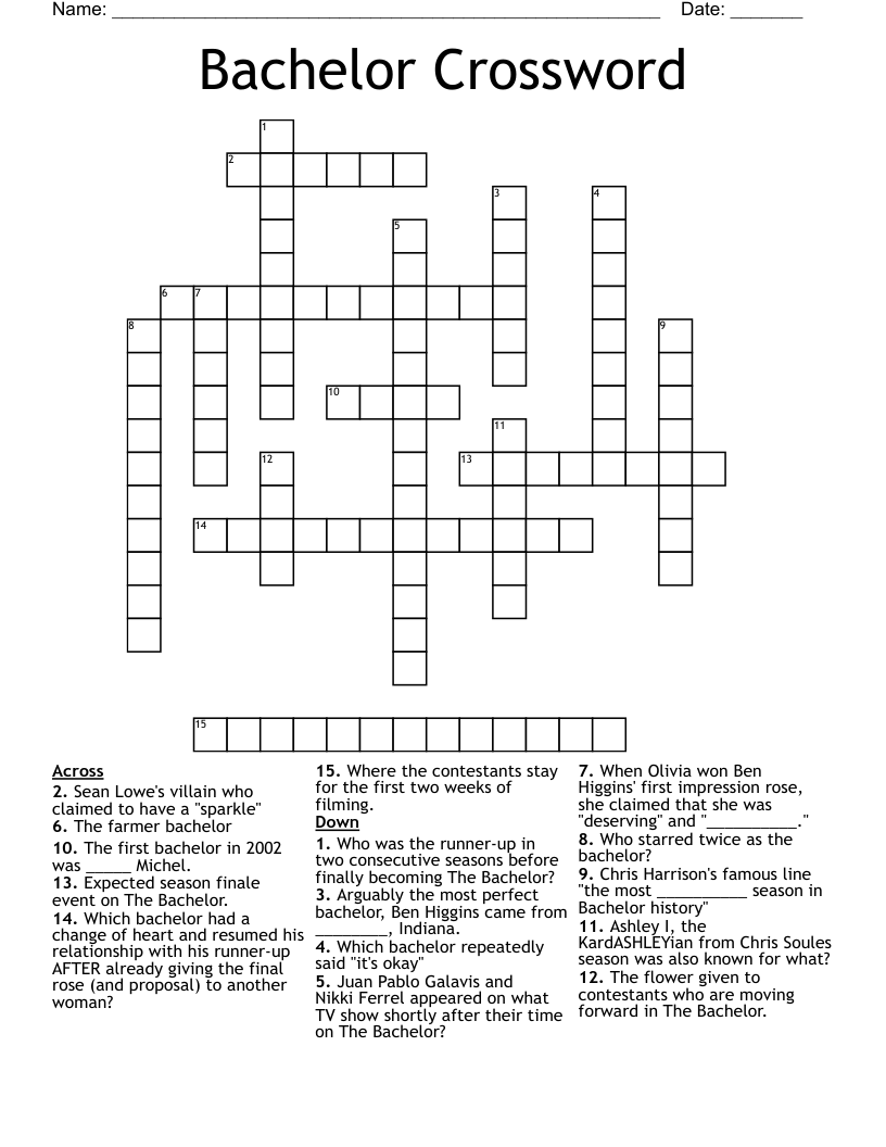 Bachelor Crossword