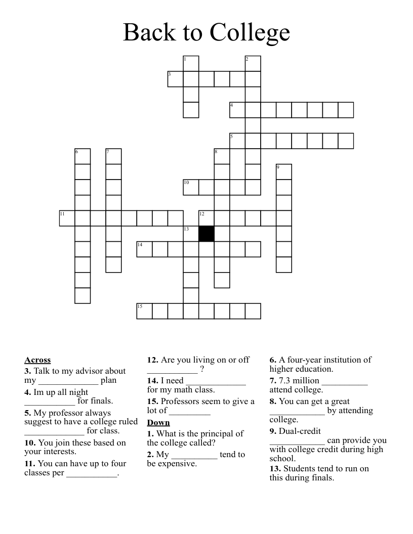 Back to College Crossword