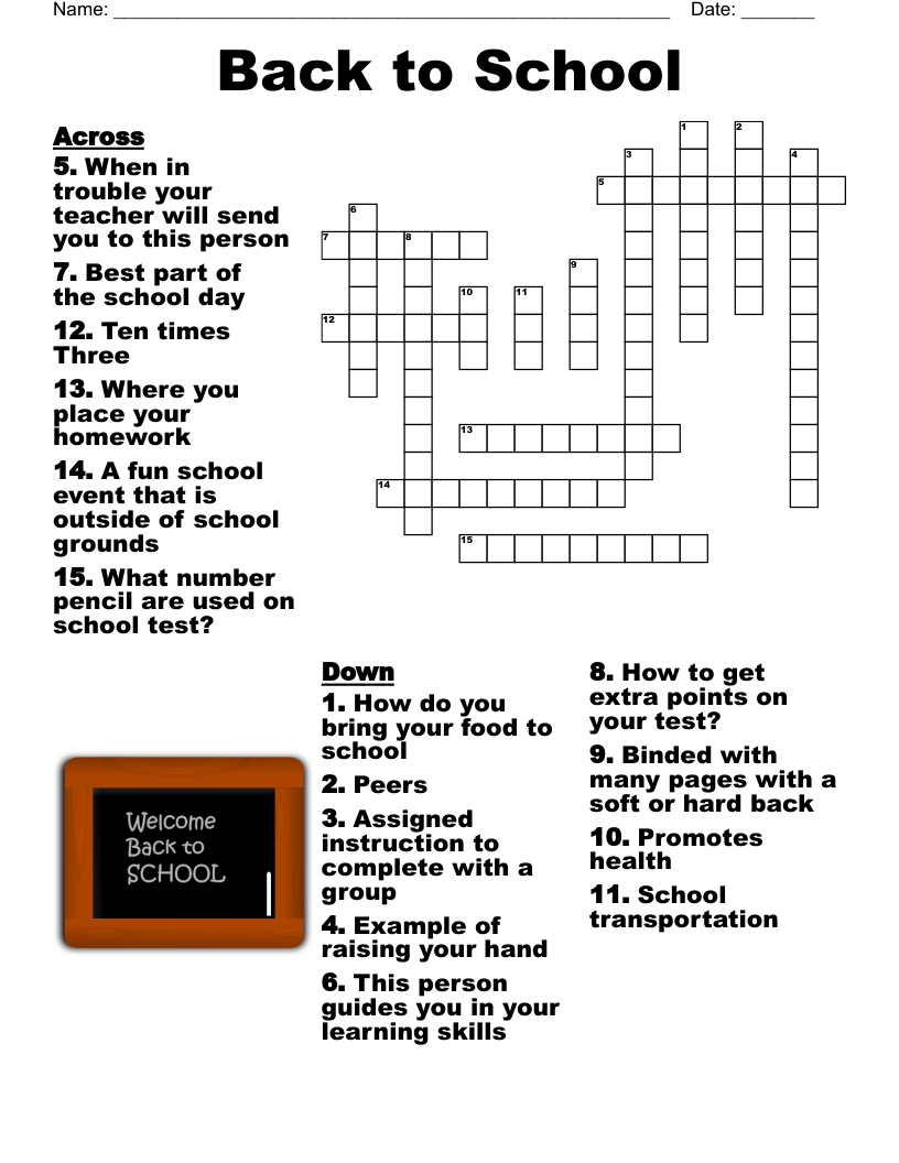 Back to School Crossword