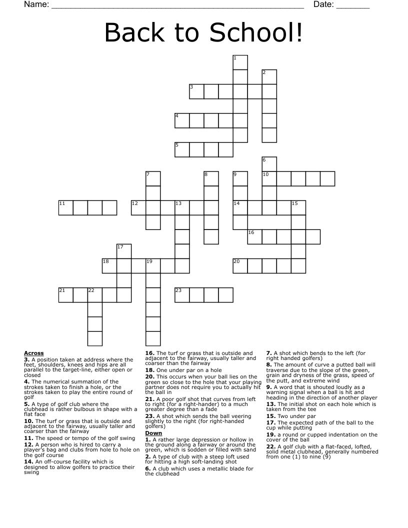Back to School! Crossword