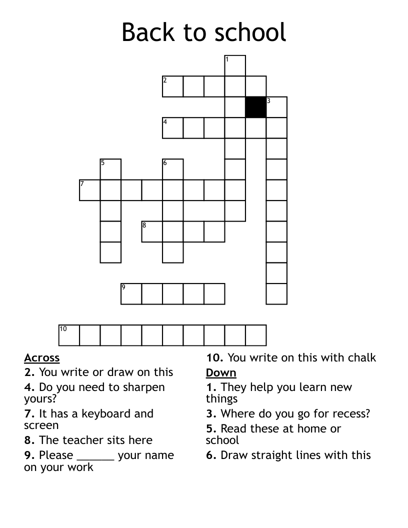 Back to school Crossword