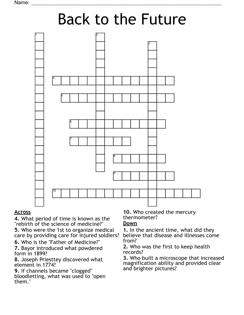 Back to the Future Crossword