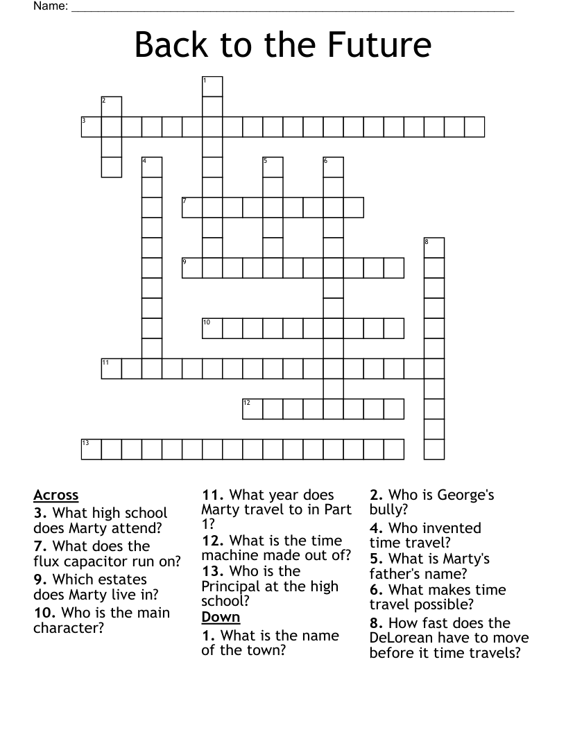 Back to the Future Crossword