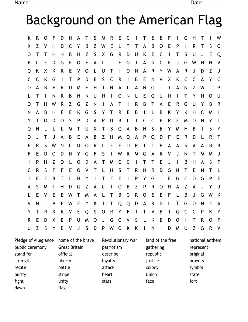 Background on the American Flag Word Search