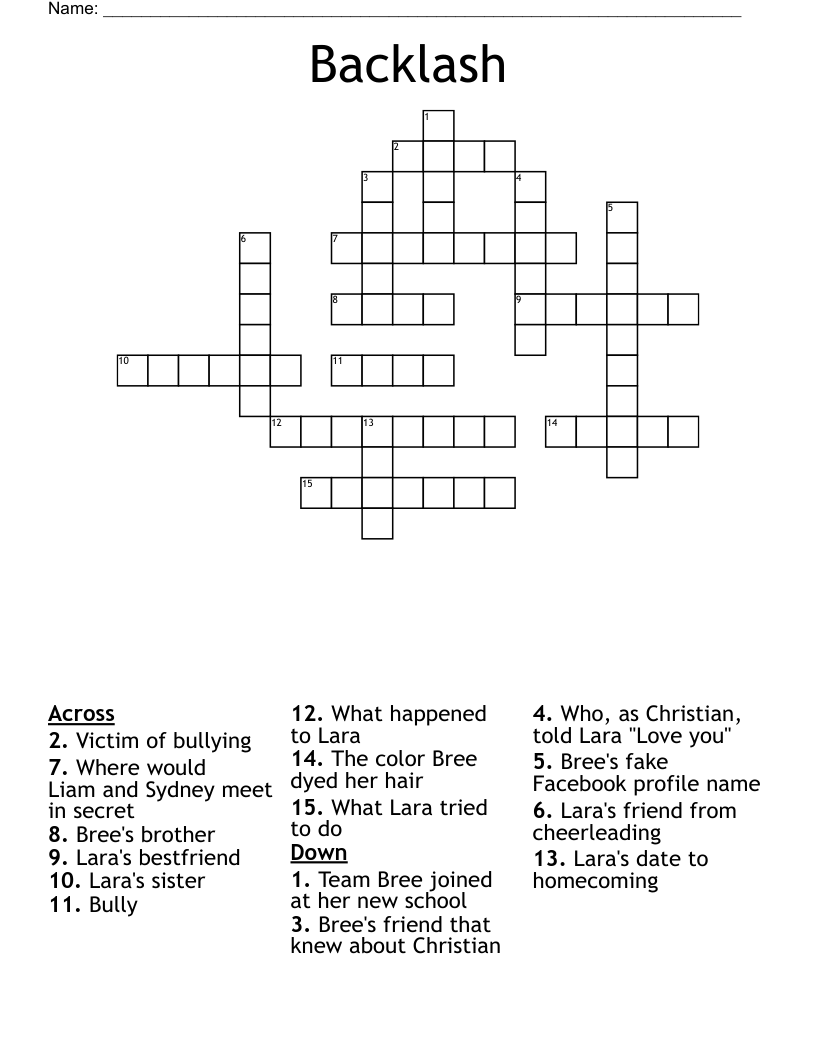 Backlash Crossword