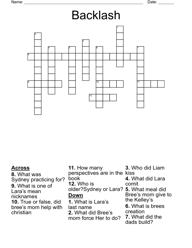 Backlash Crossword