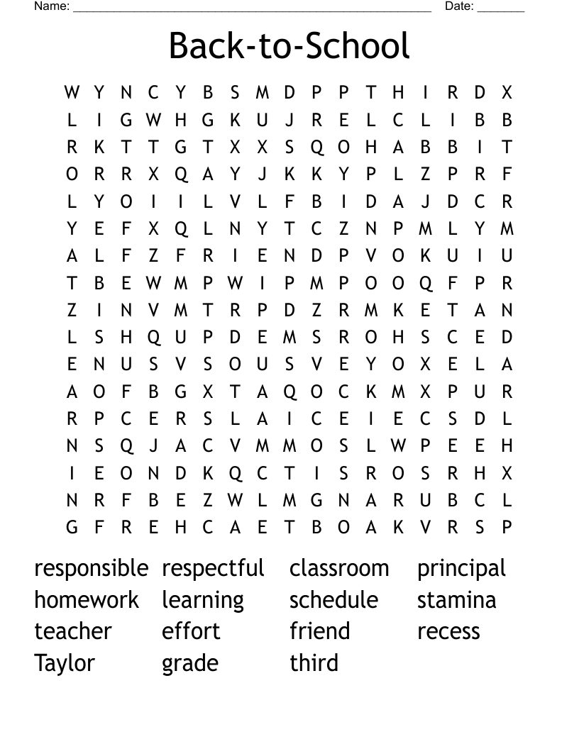 Back-to-School Word Search