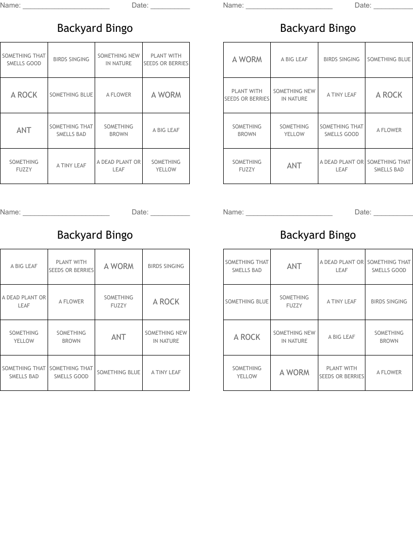 Backyard Bingo