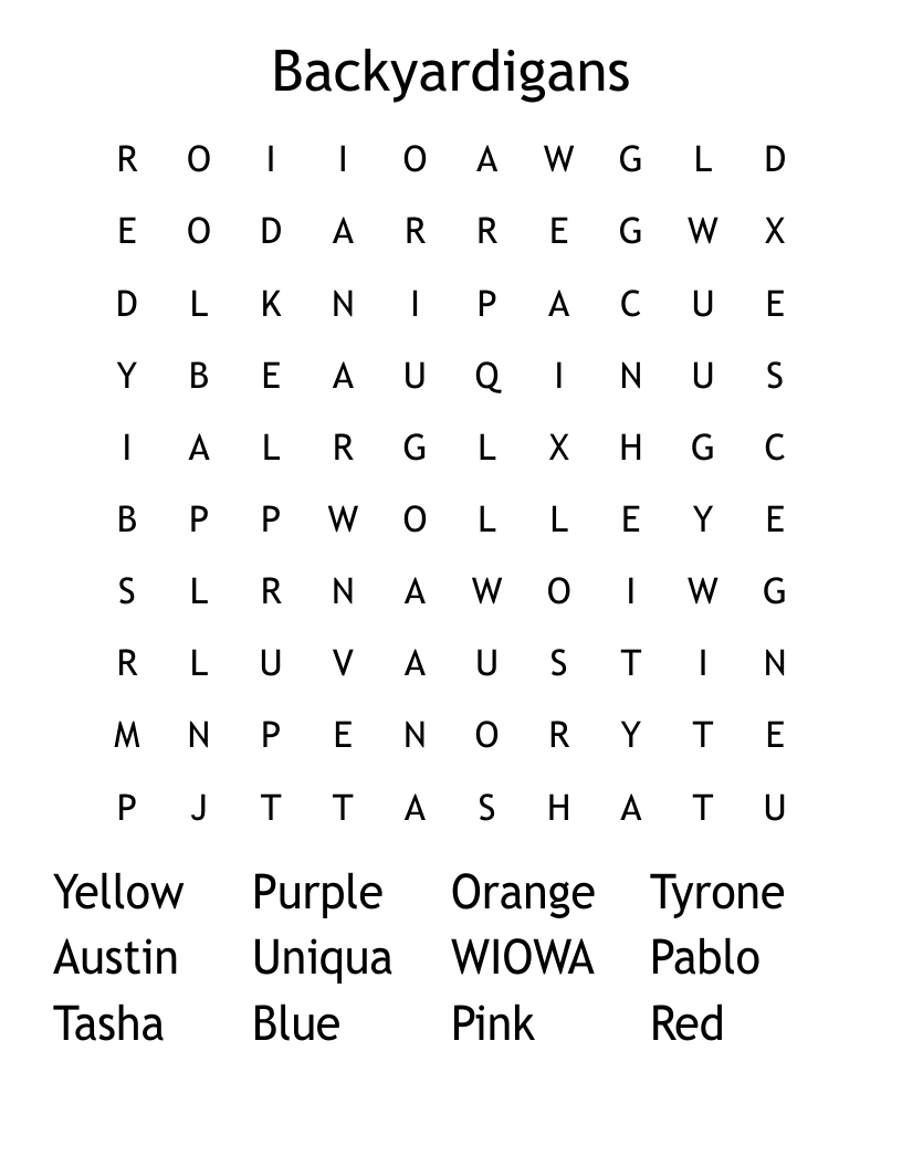 Backyardigans Word Search